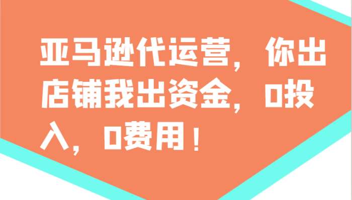 亚马逊代运营，你出店铺我出资金，0投入，0费用，无责任每天300分红，赢亏我承担